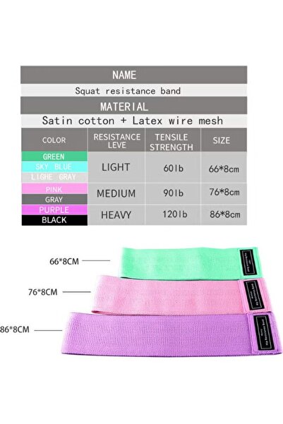 Generic 3 resistance bands for deep squats 15x3x5cm