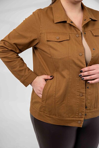 Roxxlen Яке от габардин с копчета за големи размери