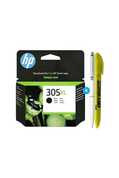 HP Original HP305XL Ink Cartridge Set, 3YM62AE Black, 240 pages-Schneider Pen and Non Toxic Textmarker