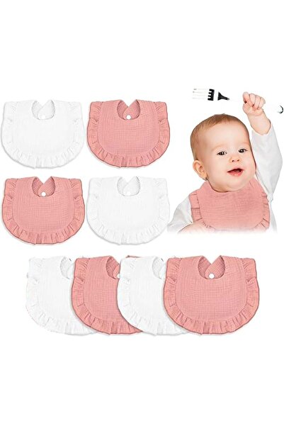 Yelajoy 4-Pack Baby Muslin Feeding Bibs, Ruffled Bandana Soft Cotton – Newborns, Infants, Girls, T