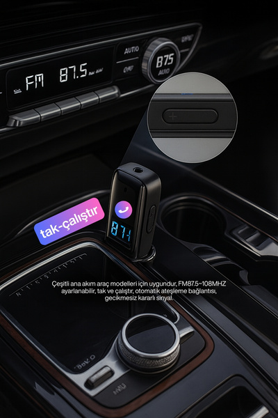 Concord 2IN1 Aux Bluetooth 5.4 Kablosuz Araç Kiti Recevier Aux Kablo Ekranlı Ses Kontrol Tak Çalıştır