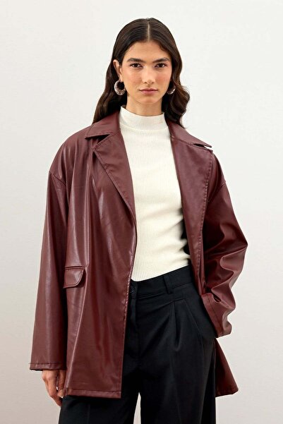 Ceylan Otantik Δερμάτινο μπουφάν μπορντό