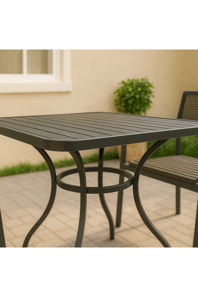 Ebticar Modern Black & Dark Grey Outdoor Tea Set – 2 Chairs & 1 Table