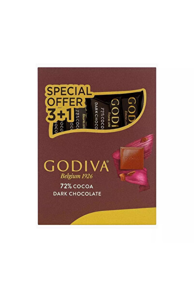 Godiva شوكولاتة بلجيكية داكنة 1926 72% كاكاو - 4 × 32 جم عبوة من قطعتين