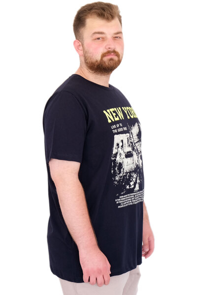 ModeXL Fashion XL Large Size Men's T-Shirt Bicycle Ysks New York U25036 Navy Blue
