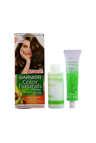 Garnier كريم كولور ناتشورالز، صبغة شعر دائمة مغذية، رمز 6.1- أشقر رمادي غامق