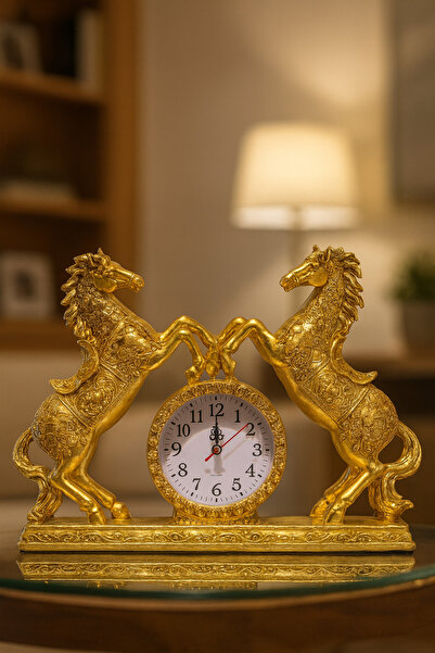 GZNDEKOR İkili Saatli Dekoratif At Biblo