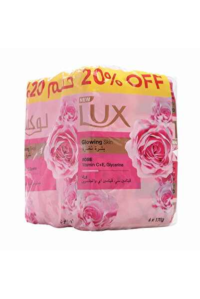 LUX Glowing Skin Soap, Soap Set with Rose Fragrance- 6X170gms