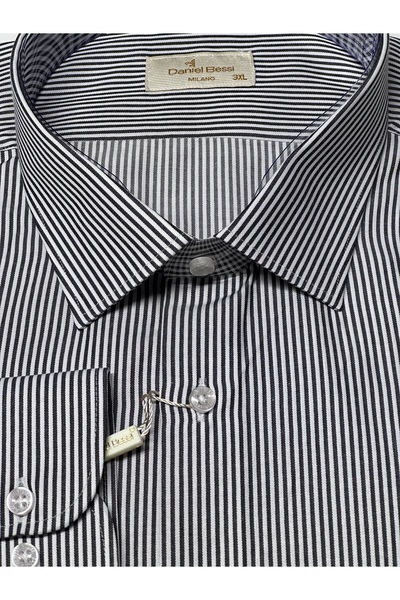 Daniel Bessi Μακρυμάνικο Regular Fit Oversize Ριγέ Κλασικό Ανδρικό Πουκάμισο με Τσέπες GML-490