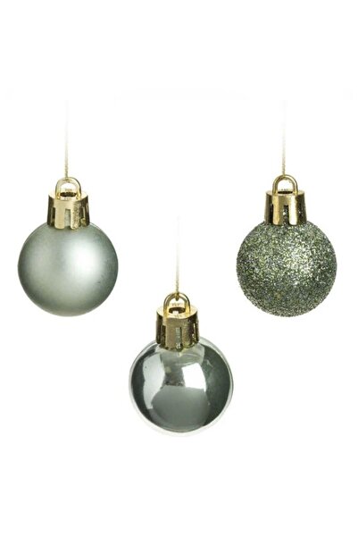 OEM Set of Christmas Baubles Green Mint Ø3 cm - 20 pcs (Matte, Glossy & Glitter)