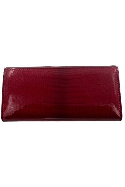Tita - Women's genuine leather wallet, glossy reptile finish, red