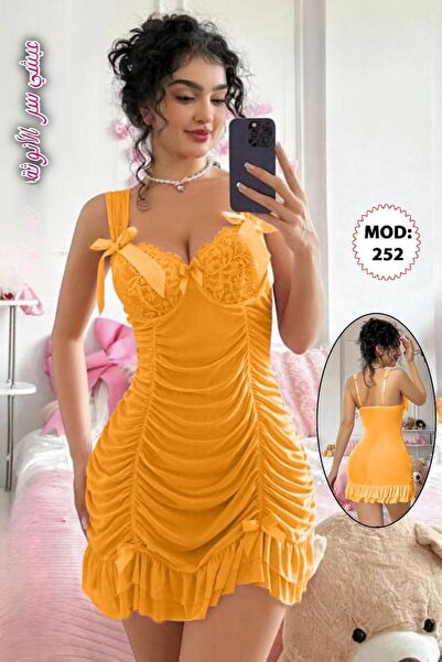 Nice Model Ruched Bodycon Mini Dress Bow Tie Straps Sweetheart Neck Ruffled Hem Summer Party Cocktail Women