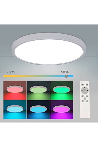 trandafi led Smart LED RGB Ceiling Light 70W, Round 50 cm, White Frame, Remote