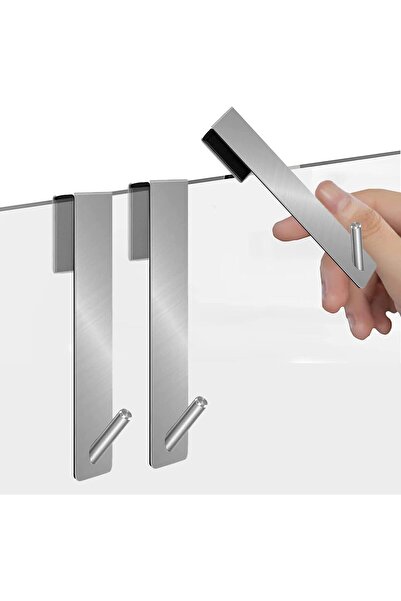 JZS Stainless Steel Shower Hooks, 3-Pack, Brushed, 17.8cm Over Door for Frameless Glass