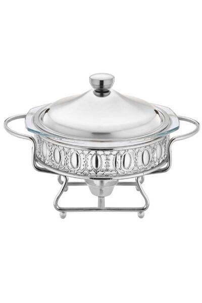 NKX Round Glass Buffet Stove Food Warming Container