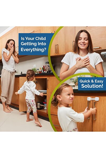 JZS 10 Pack Child Safety Strap Locks for Cabinets, Drawers, Fridge - Brown