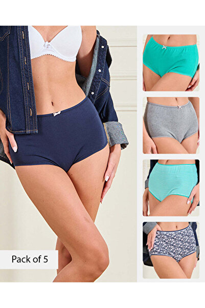 REDTAG Women Assorted Full Brief Set (Pack of 5)