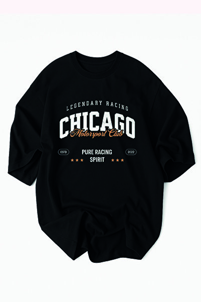 motorsport Chicago Club Printed Oversized 100% Cotton- Premium Tshirt