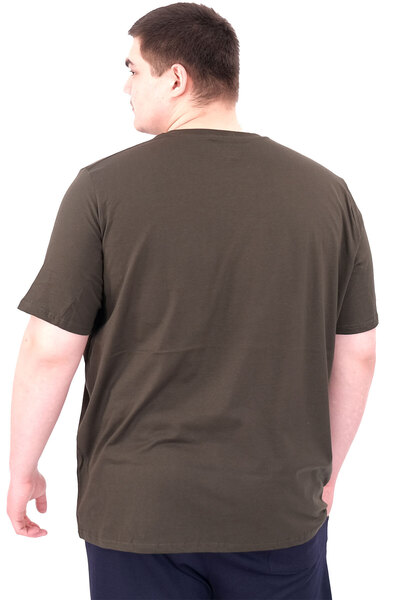 ModeXL Fashion XL Large Size Men's Printed T-Shirt Palm Dream U25026 Khaki