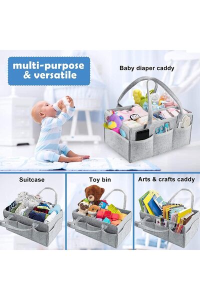 Arabest Felt Foldable Portable Baby Diaper Organizer Bag with Multiple Pockets (Tan)