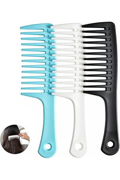 JOYZZZ مشط فك تشابك الشعر كبير ذو أسنان واسعة - عبوة من 3 قطع للشعر المجعد وا...