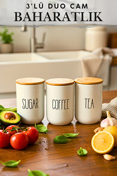 Penthouse 3-Piece Glass Duo Jar with Bamboo Lid - Spice Jar Set