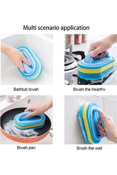 JZS Cleaning Brush for Bathroom Kitchen Bathtub Toilet Ergonomic Handle Blue