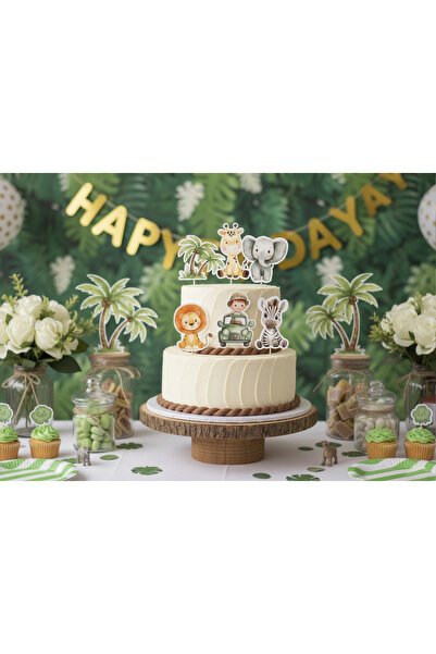 Eksen Concept Safari Orman Temalı Pasta ve Cupcake Kürdan Süsü | 8’li Topper ...