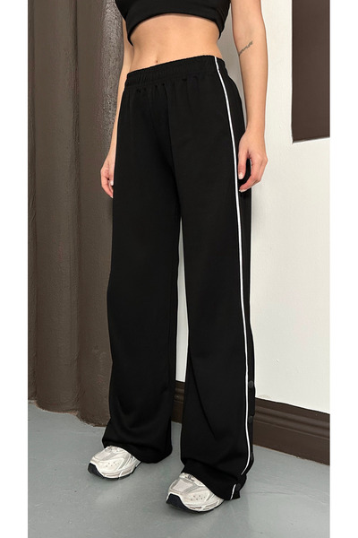 mielva بنطلون رياضي نسائي فضفاض بخطوط جانبية سوداء من المودال