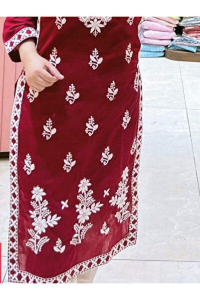 MYSMAR Maroon Rayon Cotton Kameez Salwar & Dupatta - PMM19250 | Maroon