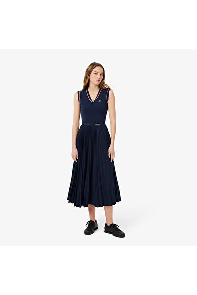 Lacoste Kadın Pileli Lacivert Etek