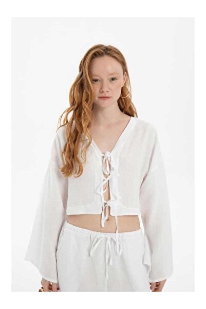 İpekçi Otantik Saf Kenevir Uzun Kollu Bagcikli Bluz