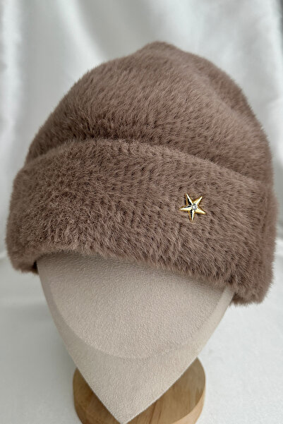 Modex Soft Texture Bearded Star Brooch Detailed Beret