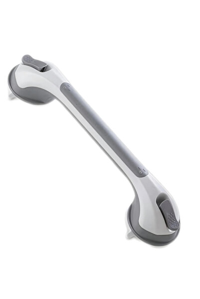 Elindor Bară de duș cu 2 ventuze, montare pe perete, 42,7 x 9,4 cm, alb/gri