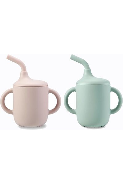 OASISGALORE أكواب شرب سيليكون مانعة للانسكاب مع ماصة للأطفال (عبوة من قطعتين،...