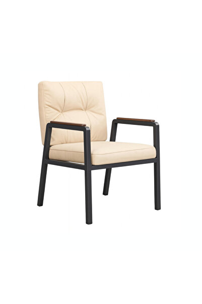 Ebticar Beige & Black Outdoor Tea Set with Foam Cushions – 2 Chairs & 1 Table