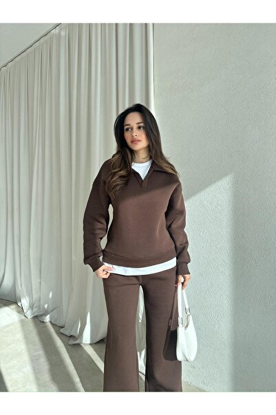 Mooi Butik Zaura Set 8490 - Bitter Coffee
