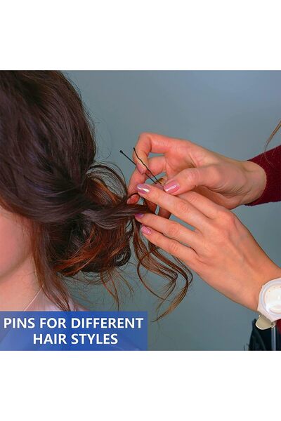 JZS U-Shaped Hair Pins and Bobby Pins Set with Clear Storage Box (Brown)