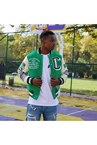 FG KONNİCHİWA Leather Sleeve Embroidery Details Varsity Jackets Available Stock. Embroidery Details