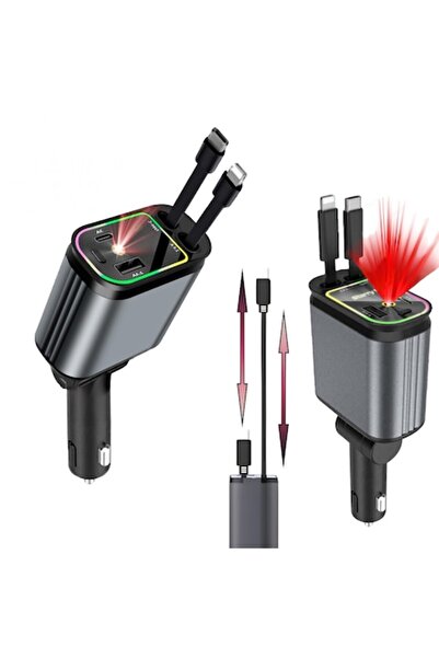 MODVIA Incarcator Auto 4 in 1 Retractabil – 66W Incarcare Super Rapid