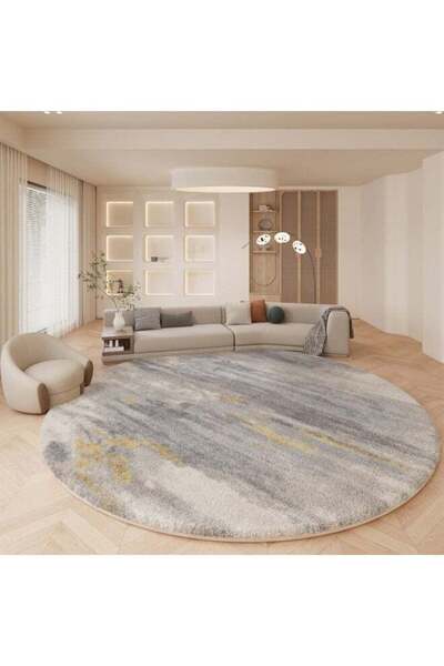 NKX سجادة دائرية ناعمة كبيرة الحجم 200×200 سم (مصنوعة من القطن والكشمير)