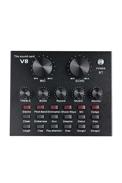 Wired بطاقة صوت ميكسر V8 مع لوحة خلط بلوتوث وبطاقة صوت حية مغير الصوت