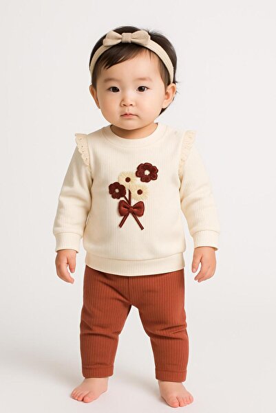 TUOBEBE Baby Girl Lace Shoulder Detail Floral Top and Bottom Set – 9-12-18 Months Stylish Combination