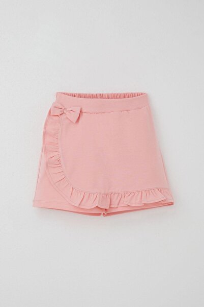 Breeze Girl's Shorts Skirt with Bow Accessories and Ruffles, Ages 6-10, Salmon