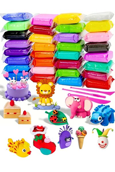 zedplay 24 قطعة من الطين الجاف بالهواء للأطفال مع 3 أدوات نحت - فنون إبداعية ...