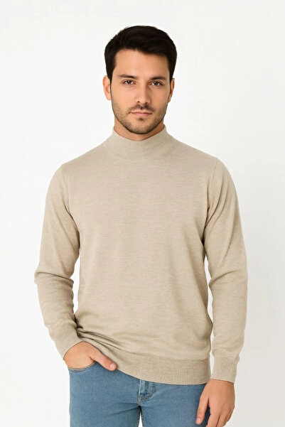 GökTR Men's Half Turtleneck Knitwear Sweater Soft Textured Cotton Fine Weaving, Long Sleeve Casual Regular Fit