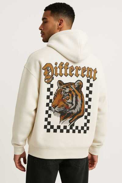 FG KONNİCHİWA Oversized 3-Ply Thick Different Tiger Style Design Model Cap Hooded Atshirt