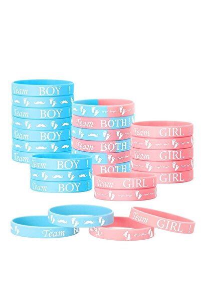 Generic Gender Reveal Bracelets, 30pcs Silicone Wristbands - Team Boy/Girl/Both