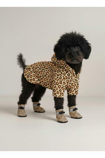 MPZ Pets Leopard Patterned Dog Coat and Paw Set