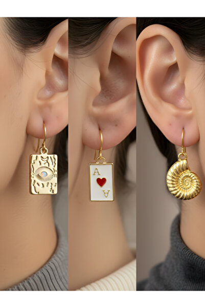 TURBİJ طقم أقراط نسائية من ثلاث قطع على شكل حلزون من جوي كوجا